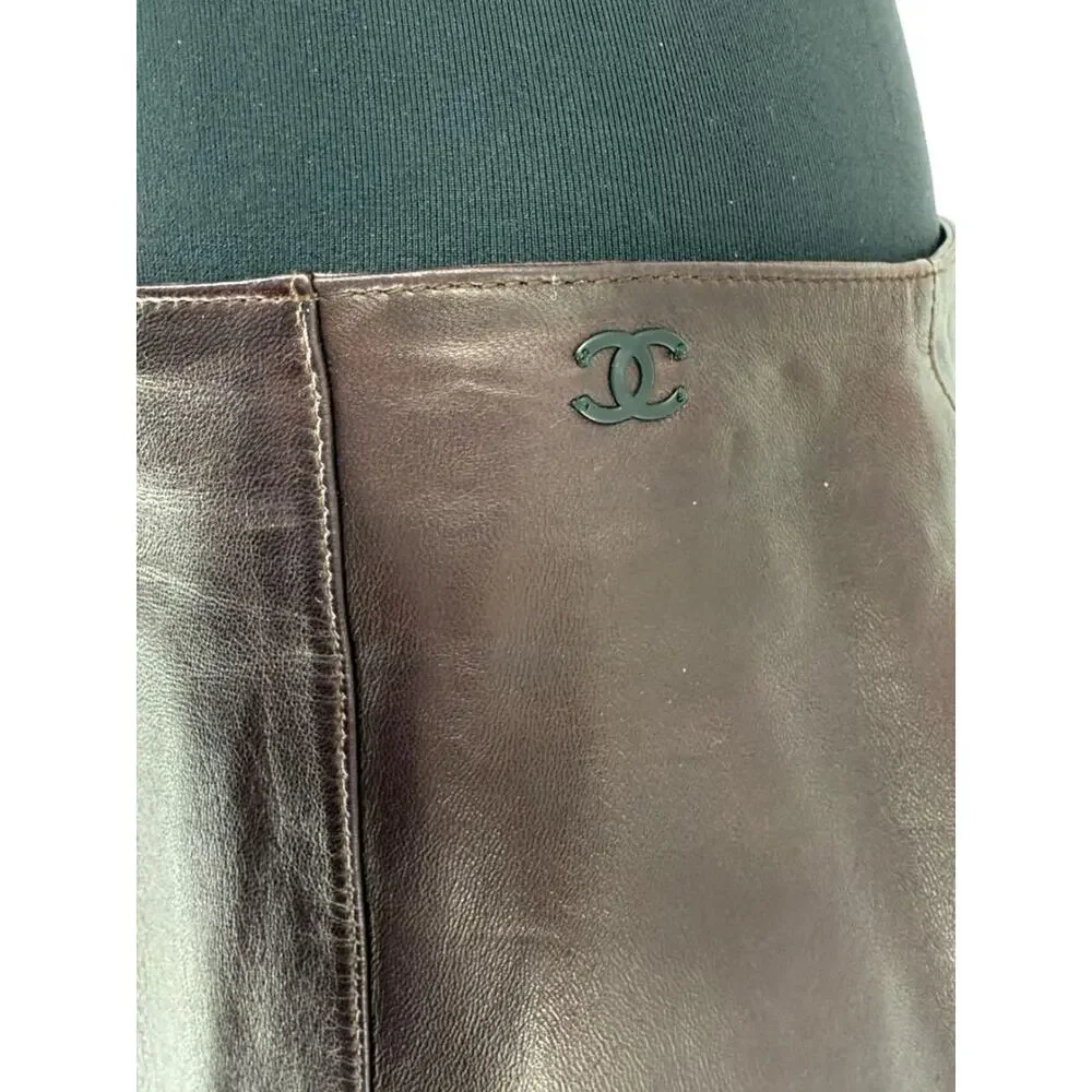 Chanel Chocolate Brown Lambskin Skirt – Size 42